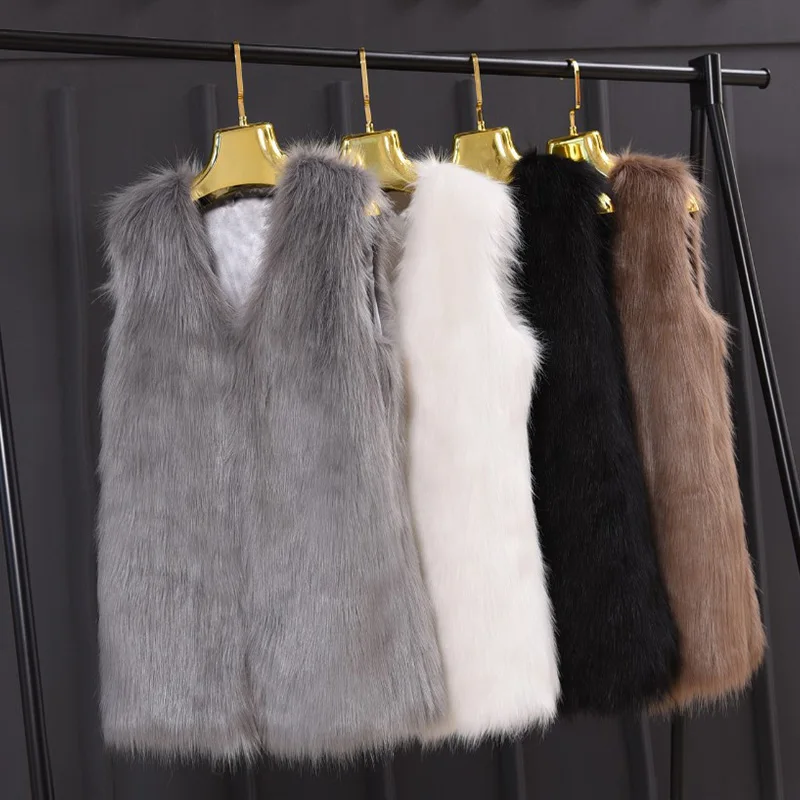 Newest Autumn Fashion Faux Fur Women Ladies Sleeveless Slim Vest Jacket