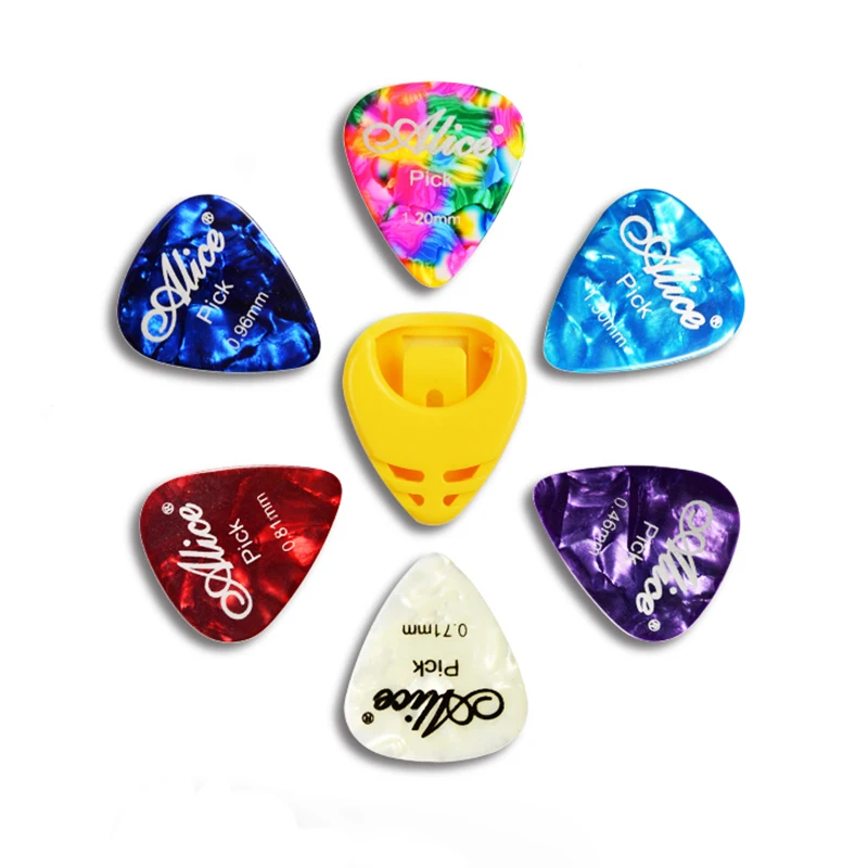 

6 Pcs Guitar Picks + 1 Pick Holder Plectrum Holder Celluloid Picks Tuning Capotraste Mediator Case Guitarra Parts Guitar Paick