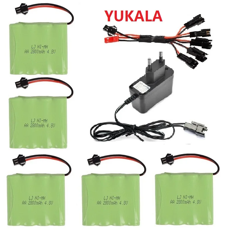 

4.8V 2800mAh Ni-MH Battery With 5 in 1 Charger For Remote Control Toys Lighting Electric Tool AA Group RC TOYS Battery Group
