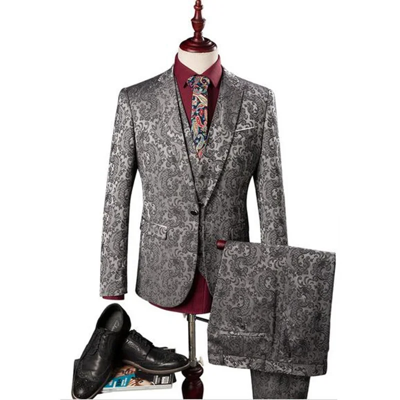 

XMY3DWX (jackets+vest+pants) Men's high-end business suits/three-piece suit for a man's wedding/Men's printed BLAZERS jackets