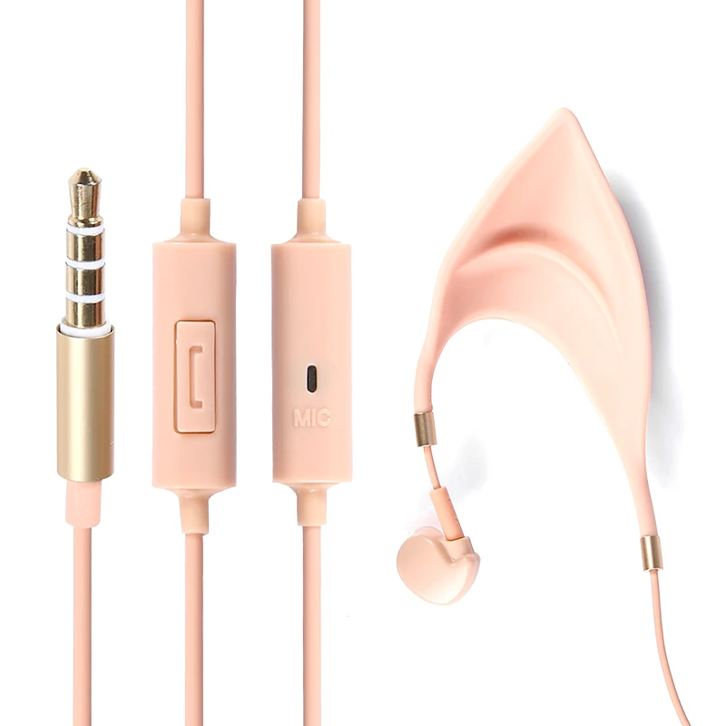 

3.5mm Cosplay Elf Ears Earbuds Fairy EarPods HIFI Earphones With Microphone