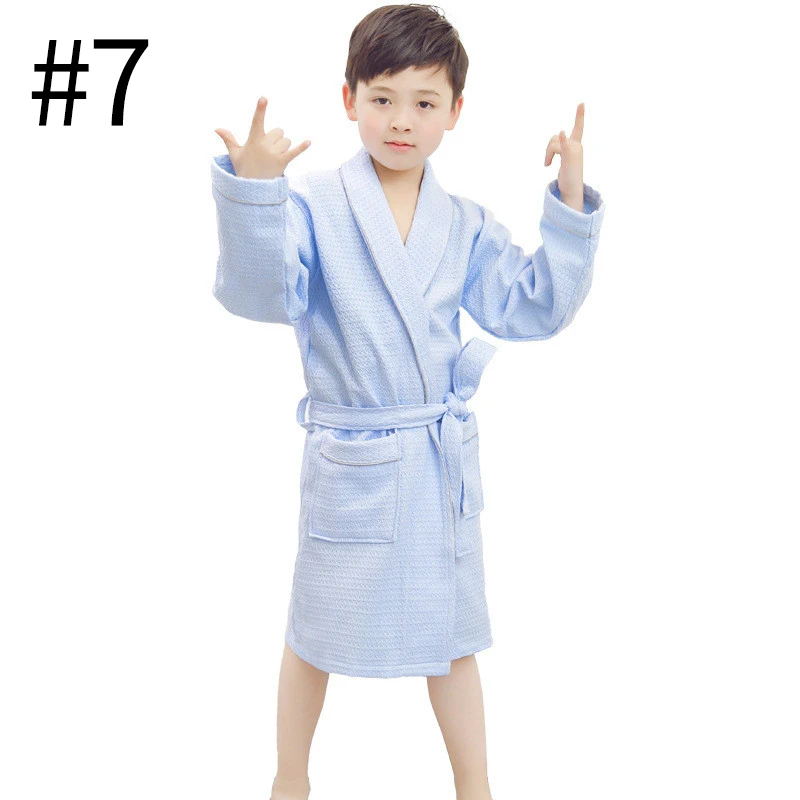 1piece Robes Lace-up Kids Robes Soft Children's Bathrobes Cotton Sleepwears Kids Pajamas Kids Homewear Solid Color Sleepwears - Цвет: style7 L