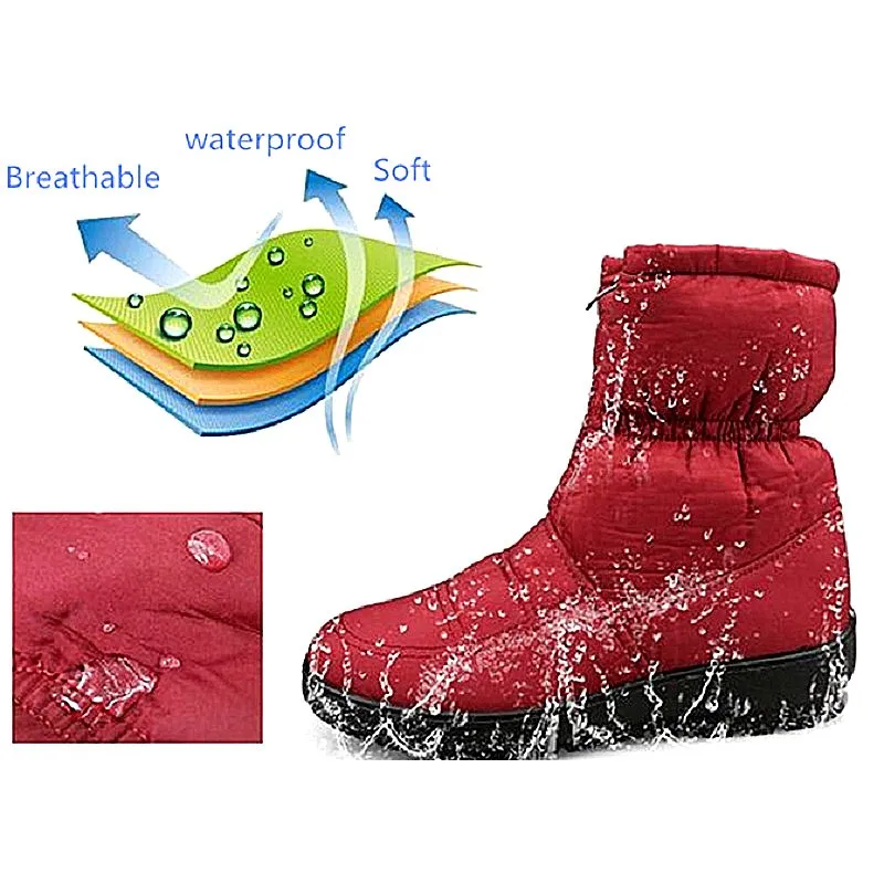 Зимние ботильоны для женщин; зимняя обувь; женские ботинки на водонепроницаемой платформе на молнии; Теплая обувь с плюшевой подкладкой; Цвет Красный; Botines Mujer;