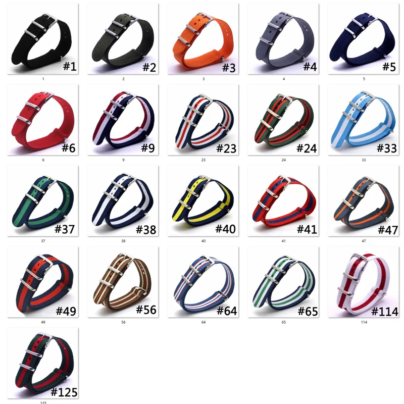 

BUMVOR 2019 New style Nato Strap 16mm Watchband Silver Buckle Army Military Nylon Watch Band Bracelet For Watch Bracelet 16 MM