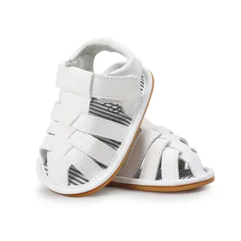 

Infant Baby Boys Summer Faux Leather Hollow Out Toddler Anti-Skid Rubber Sole First Walker Flat Heel Crib Shoes 0-18M