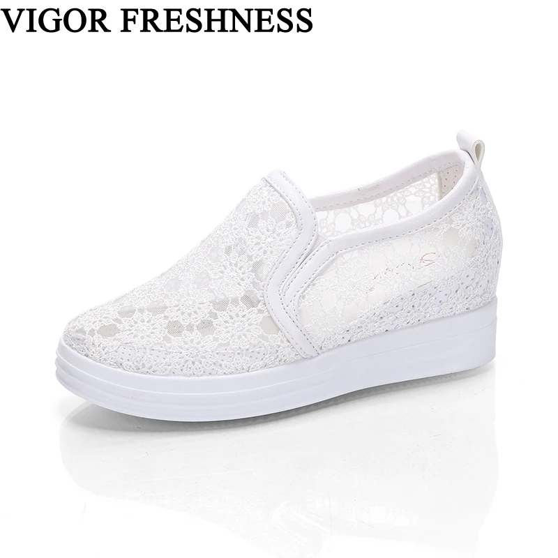 

VIGOR FRESHNESS Shoes Women Platform Pumps Women's Sneakers White Lady Cutout Spring Summer Shoes Autumn Wedges Heels WB1