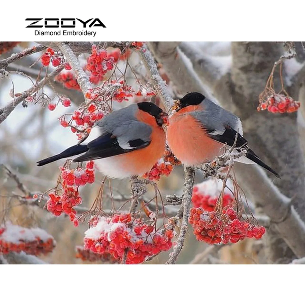 

3D Diamond Painting Cross Stitch Two Birds On Tree Crystal Needlework Diamond Embroidery Animals Full Diamond Decorative BJ539