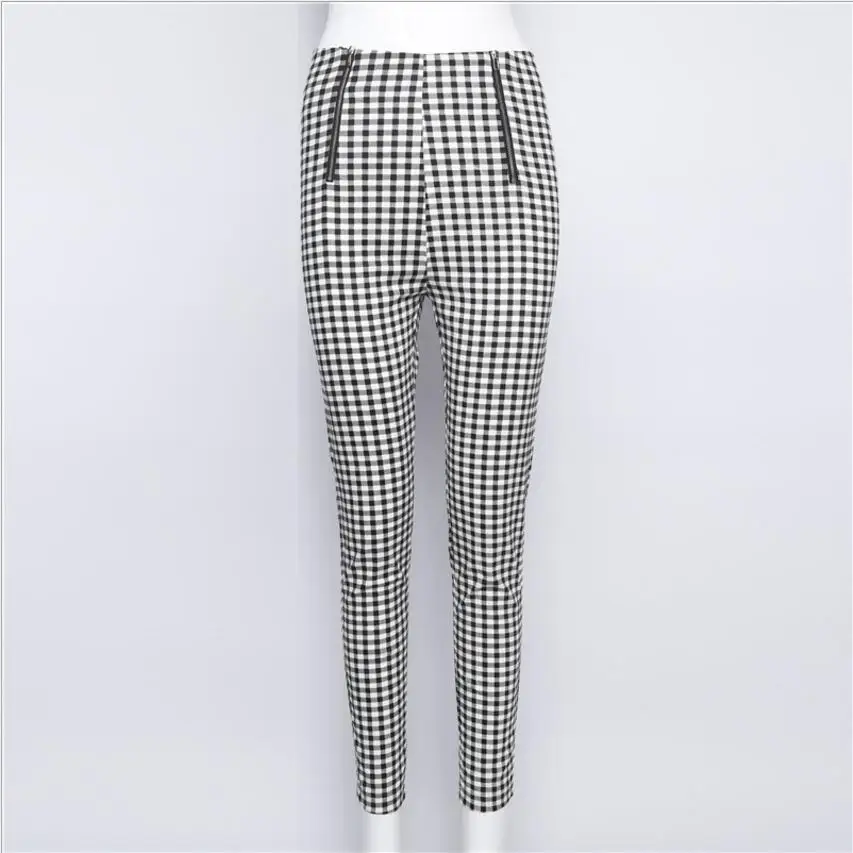 New 2019 black Red White Plaid Pants Sweatpants Women Side