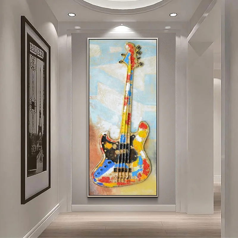 

Guitar Oil Painting Musical Instruments Wall Pictures On Canvas Hanging Decor For Home Living Room Without Frame
