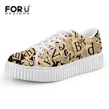 FORUDESIGNS/Модная женская обувь на плоской подошве; обувь на толстой мягкой подошве; стильная женская обувь на платформе с газетным принтом; обувь высокого качества на шнуровке