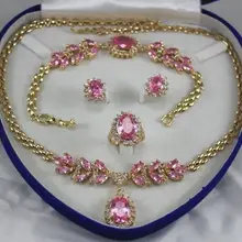 Элитные украшения чокер кварцевый кристалл натуральный ювелирный розовый циркон ожерелье браслет серьги кольцо(коробка) град покрытием