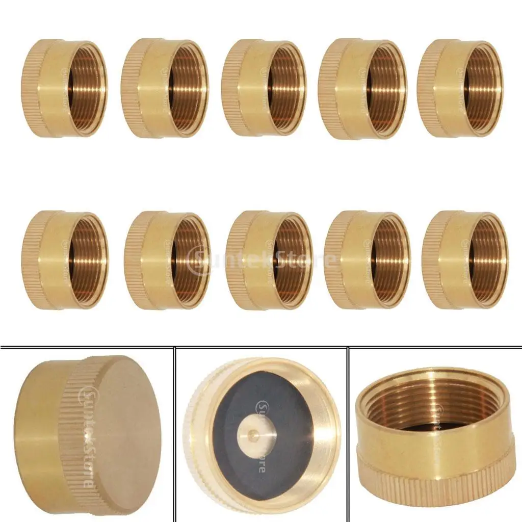 10pcs Heavy Duty Solid Brass Cap 1LB Propane Bottle Small Gas Tank Cylinder Cap Refill Coupler