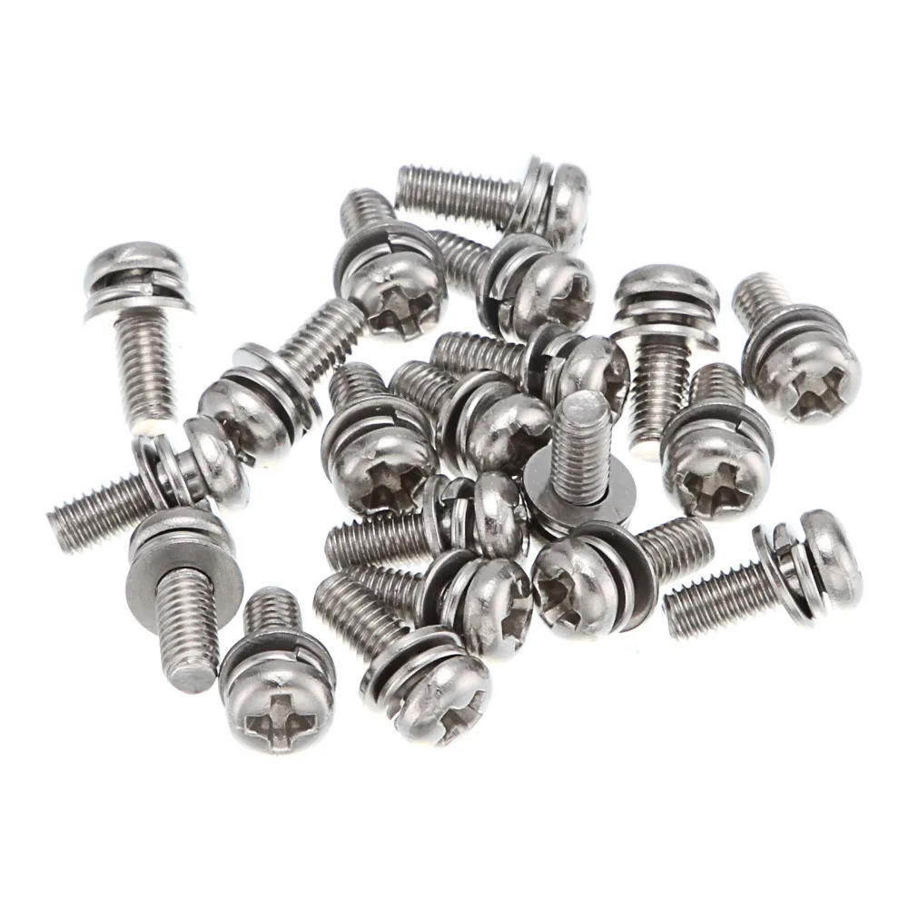

100 pcsM3*8 mm Phillips Pan Head Three Combination Screw Three sem screws with washer attached steel with nickel triad screw