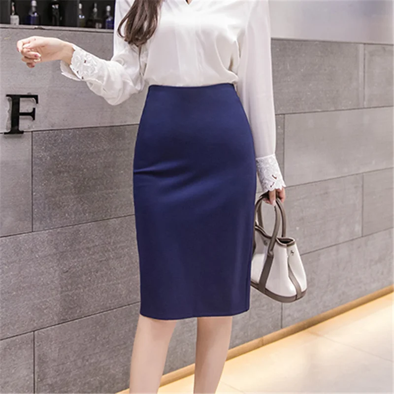 Женские юбки s элегантная женская облегающая юбка размера плюс Корейская женская юбка-карандаш с высокой талией OL женские эластичные юбки с разрезом 5XL для женщин