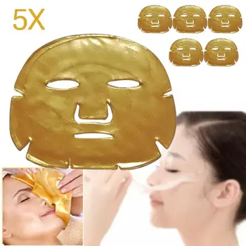 

5Pcs/Lot Women Skin Care Facial Mask Gold Collagen Gold Crystal Collagen Powder Firming Face Facial Mask Anti-Aging Moisturizing
