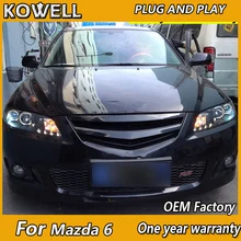 KOWELL автомобильный Стайлинг для Mazda 6 фары для мазда 6 светодиодный фонарь DRL Объектив Двойной Луч Биксенон HID автомобильные аксессуары