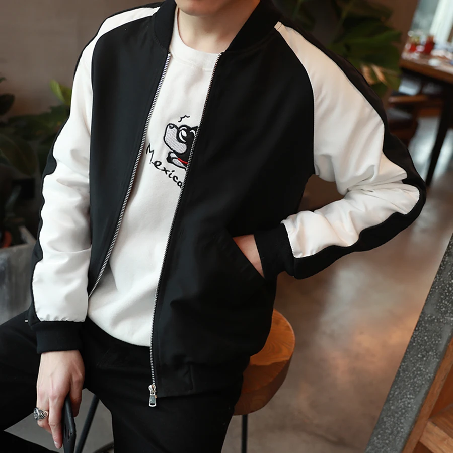 College Baseball Uniform Jacket Men Streetwear Varsity Mens Jacket Hip Hop Pilot Mont Patchwork Side Stripe Coat Male J6