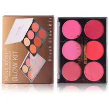 MISS ROSE Professional Makeup Blush That font b Glow b font Palette 6 Colors Natural Mineral