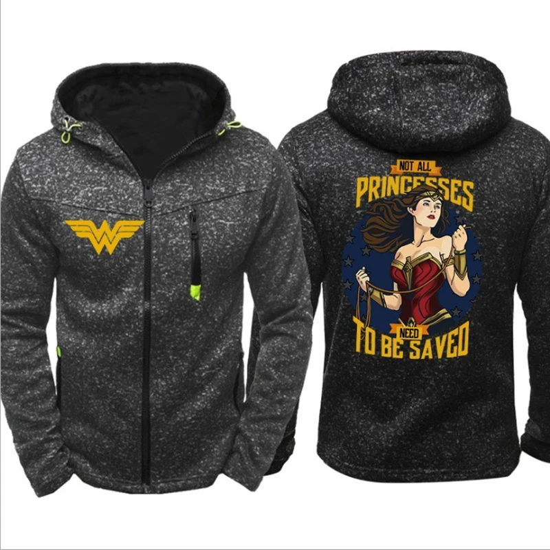 Унисекс Wonder Woman Весенняя утепленная повседневная толстовка на молнии плащ костюм