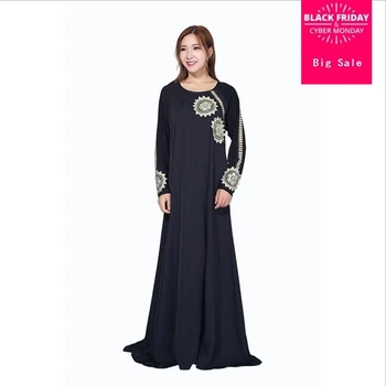 

2018 Adult 3 colors falower embridery with diamond Robes Musulmane Turkish Abaya Muslim Dress Robes Arab Worship Service Wj118