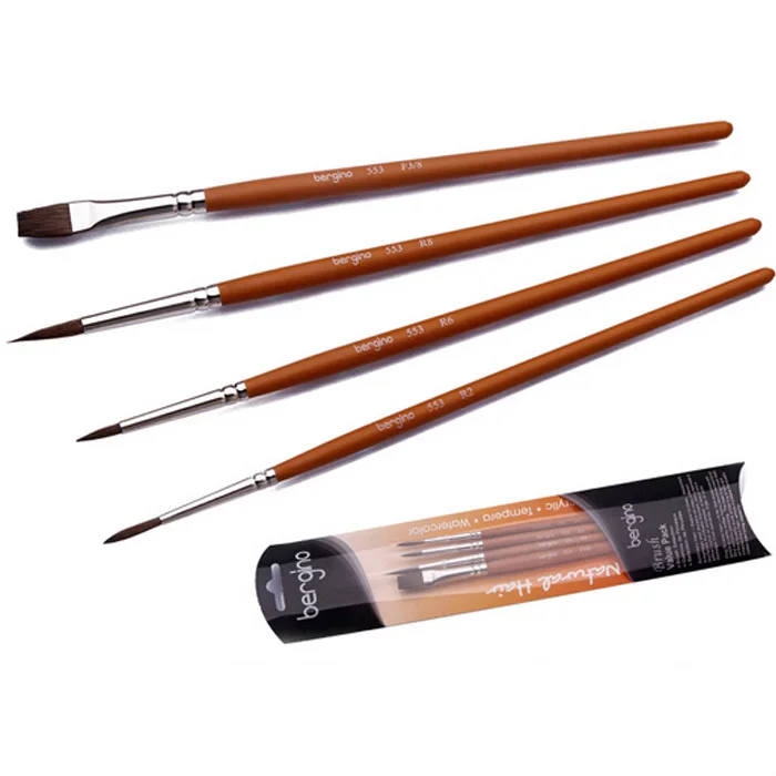 

4pcs/set Short Handle Bristle Hair Paint Brush Gouahce Watercolor Oil Drawing Pen Art Drawing Set Supplies Stationery