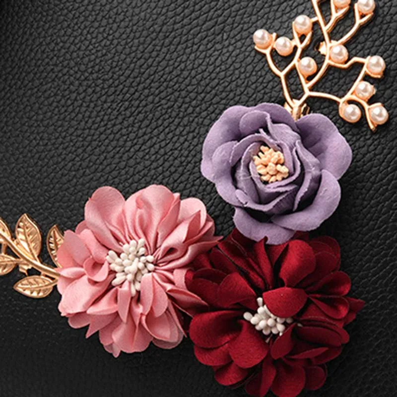 Women Flower Leather Handbag Holiday Female Pompom Clutch Bags Lady Travel Casual Shoulder Bag Exquisite Crossbody SS7001 (17)