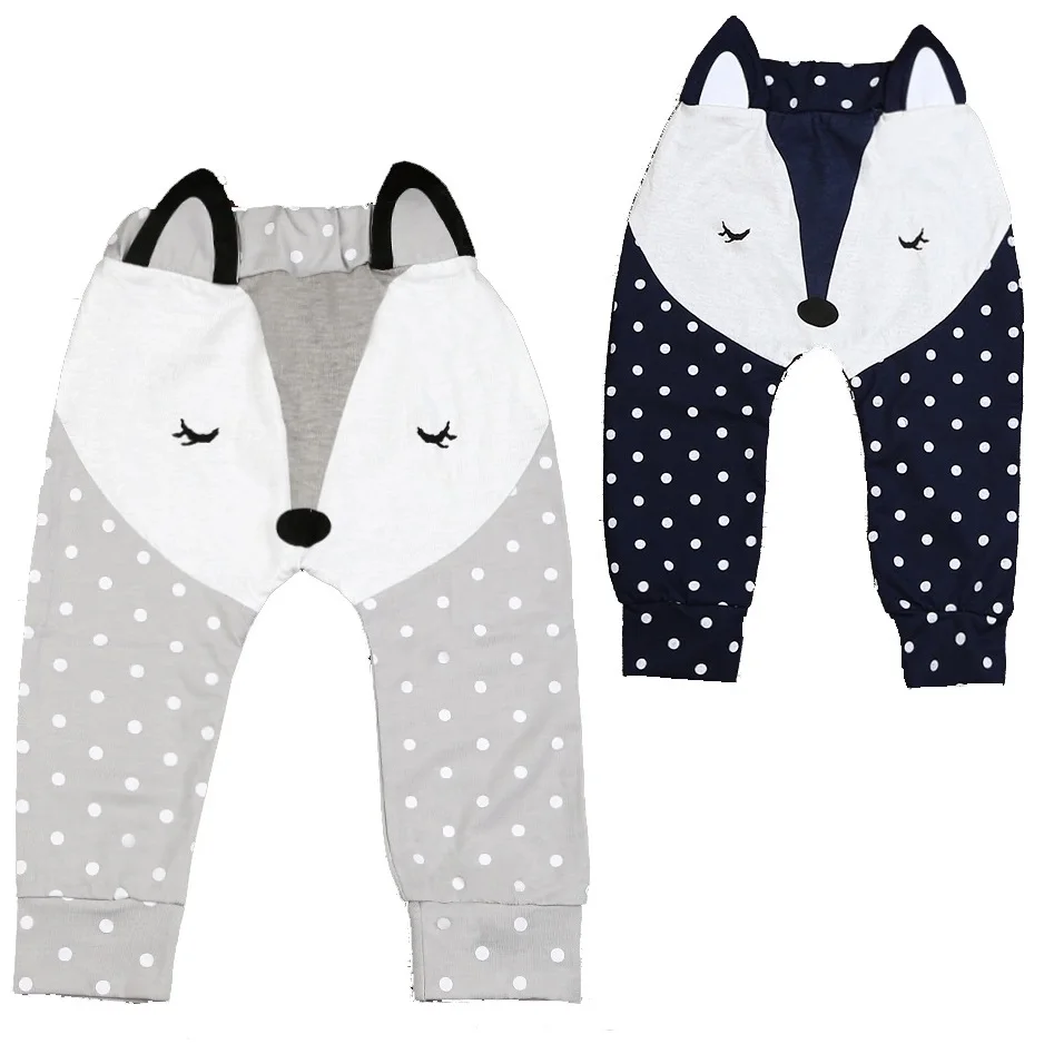 

Hooyi Fox Baby Boys Pants Polka Dot Newborn PP Panties Grey Navy Bebe Clothing Trouser Cotton Leg Warmer Girl Tights Underpant