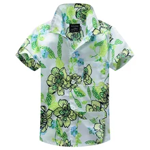 Хлопковая рубашка с цветочным узором гавайская рубашка для мальчика T1521