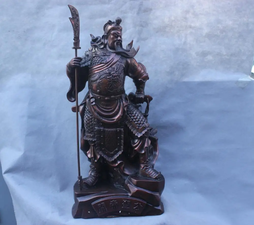 

SD 26''China Warrior Guardian Ancient General Guangong Guan Yu Dragon Bronze Statue