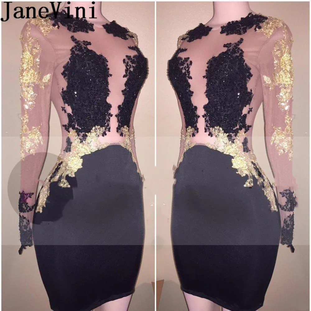 black dress with gold applique
