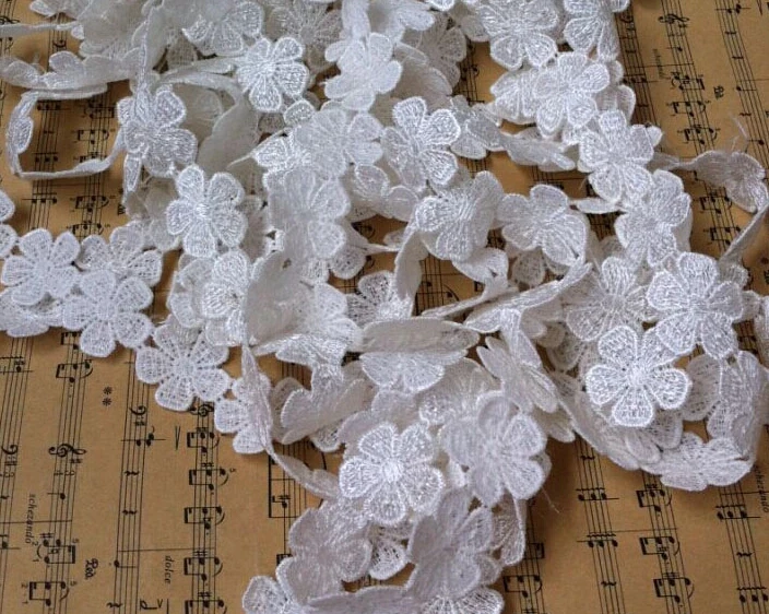 5 Meter 2.5cm Width White Pretty Sweet Lace Flower Trim Embellishments