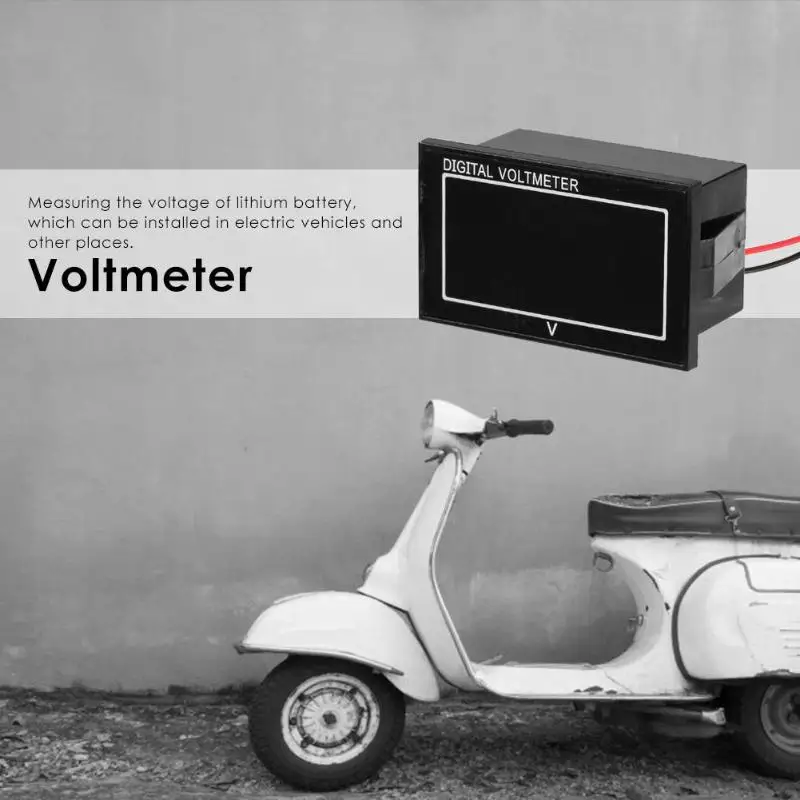 Водонепроницаемый вольтметр двойной дисплей 6-80 В DC Цифровой измеритель электрических параметров мотоцикла литиевая батарея цифровой вольтметр