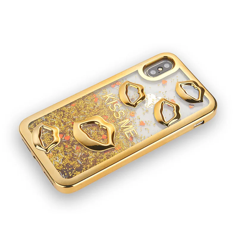 

Bling Stars Dynamic Liquid Quicksand Clear Phone Case For iPhone X 6S 6plus 7 8 8plus 7 Plus 5 5S SE soft TPU 3D Sexy lips Cover