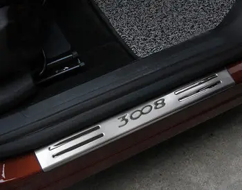 

Steel Outer Door Sill Scuff Plate Cover Trim 4pcs For Peugeot 3008 GT 2016-2018