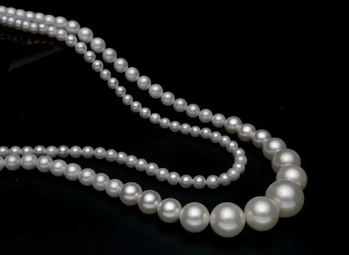 

Superb Huge 40"7-13mm Natural south sea genuine white Round pearl necklace