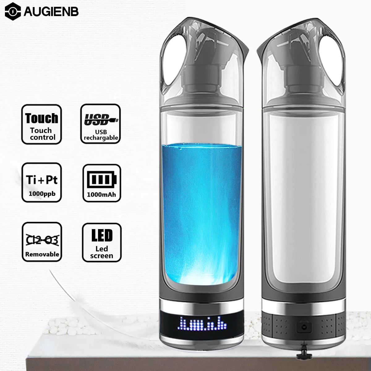Augienb Healthy Anti Aging Hydrogen Rich Water Bottle Generator 500ML LED Display Hydrogen Rich Water Maker Ionizer BPA free|Water Filters| - AliExpress
