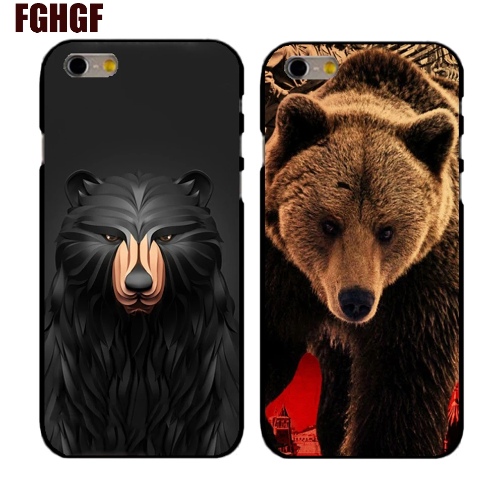 

Hot Sale Russia Black Bear Phone Hard Plastic Case Cover For Apple iPhone 4 4S 5 5S SE 5c 6 6 S Plus 7 7plus 8 8plus x