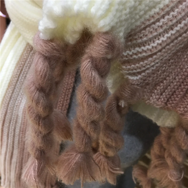 Зимний утепленный вязаный шерстяной шарф PJN. ARC Ombre пашмины обертывание шаль большое пеньковое пончо с кисточками палантин YG932