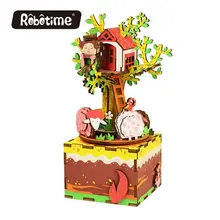 Robotime музыкальная шкатулка Сделай Сам дерево дом деревянный пазл игрушка Головоломка Миниатюра ручной работы AM408