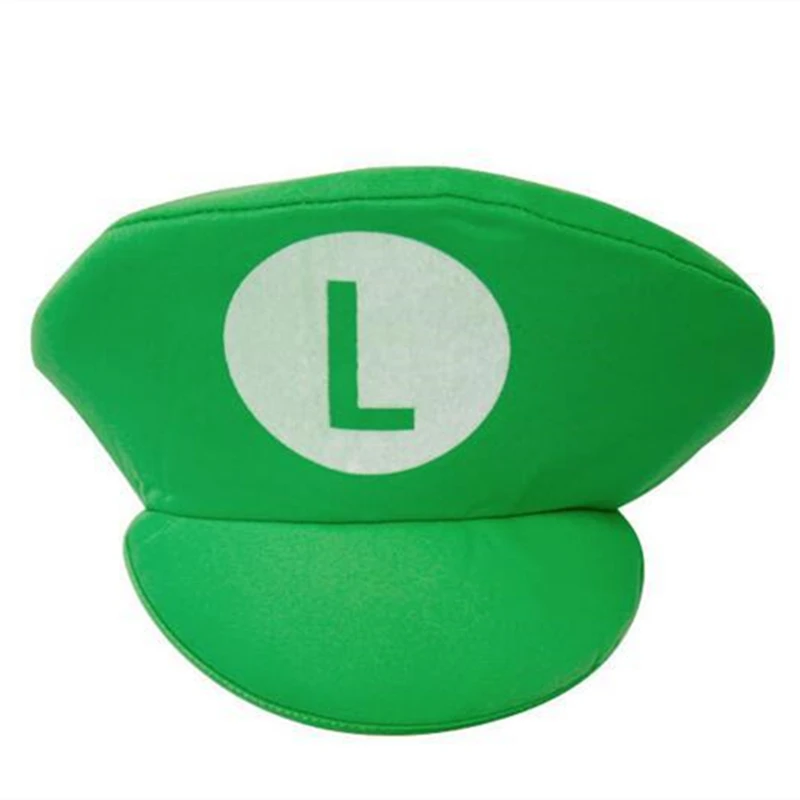 Gorros de Cosplay de Super Luigi Bors para niños y adultos, gorra roja y verde