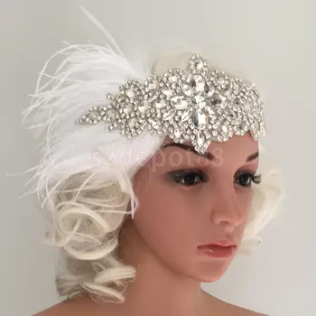 

1 Piece White Flapper Headband with Diamond For Women For Wedding Ornaments