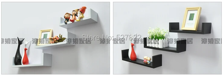 Set of 3 Commodity Shelf  Hollow Wall Flower Garden Wall Shelving Shelf Wood Bookcase Shelf Floating Shelves Home Decoration