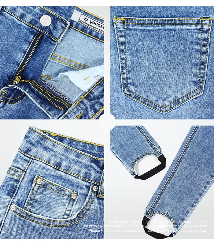 2146 Youaxon новое поступление OL базовые джинсы для женщин классические эластичные джинсы с пятью карманами обтягивающие брюки