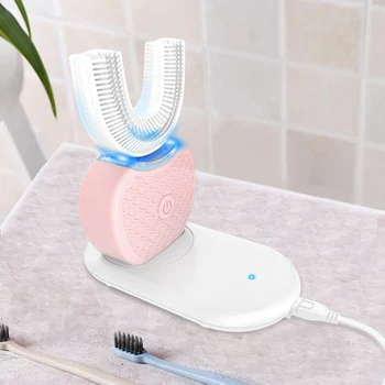 

360 Degrees Automatic Sonic Electric Toothbrush USB Rechargeable Ultrasonic U Shape Toothbrush Double Head Electric Toothbrushes