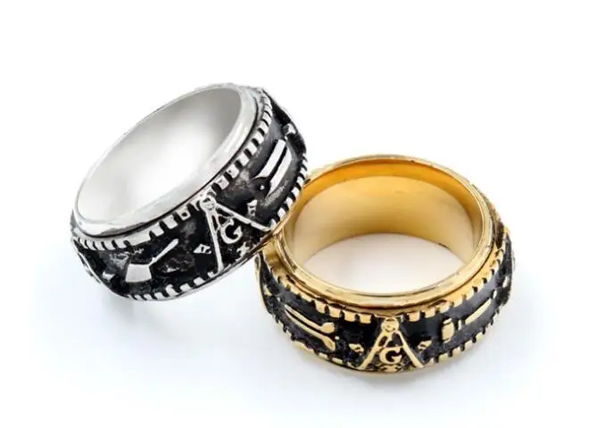 Винтажное кольцо масоны, титановое вращающееся, свободное кольцо Мейсона, золотые и серебряные масонские ювелирные изделия, мужские Модные ювелирные изделия, аксессуар, 10 шт./партия