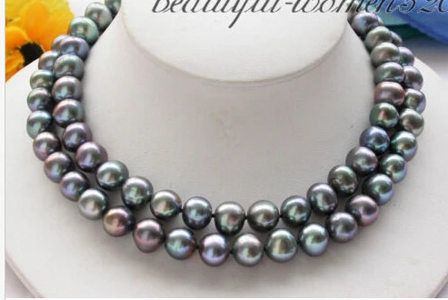 

FREE SHIPPING>>@>> BJC 000146 Black round freshwater pearl cultured necklace HOT NEW