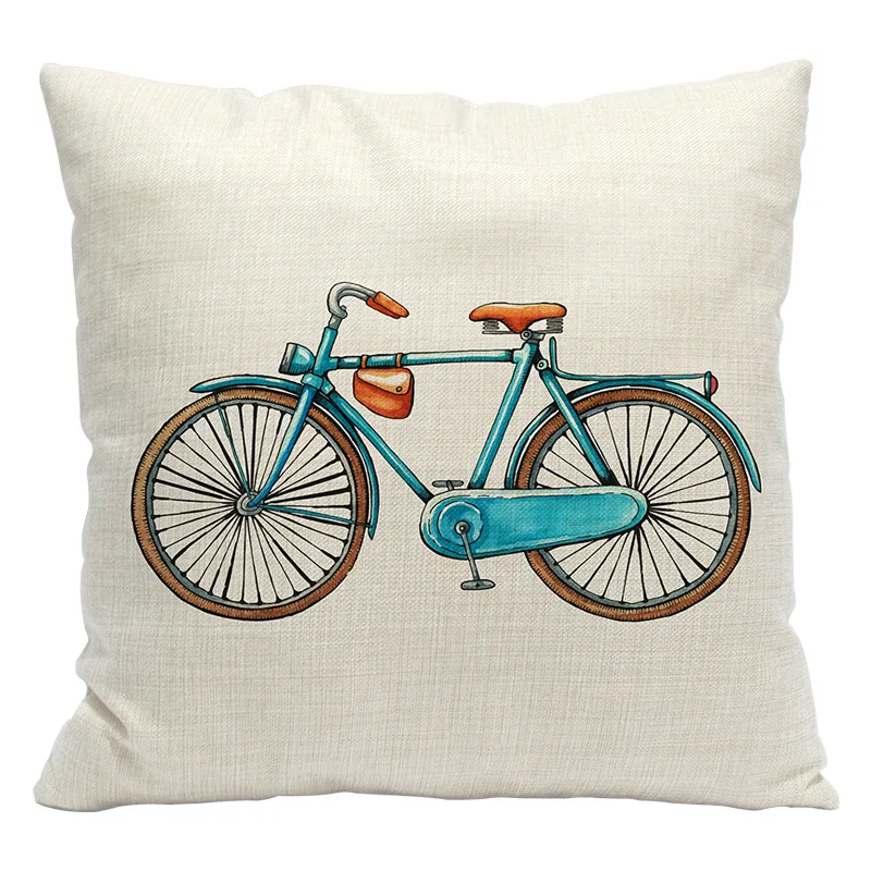Ogiselestyle Bicycle Cushion Cover Flower Throw Pillow Cover Vintage Bike Retro Bicycle Decorative Pillow Cover For Sofa 18 X18 Cushion Cover Aliexpress