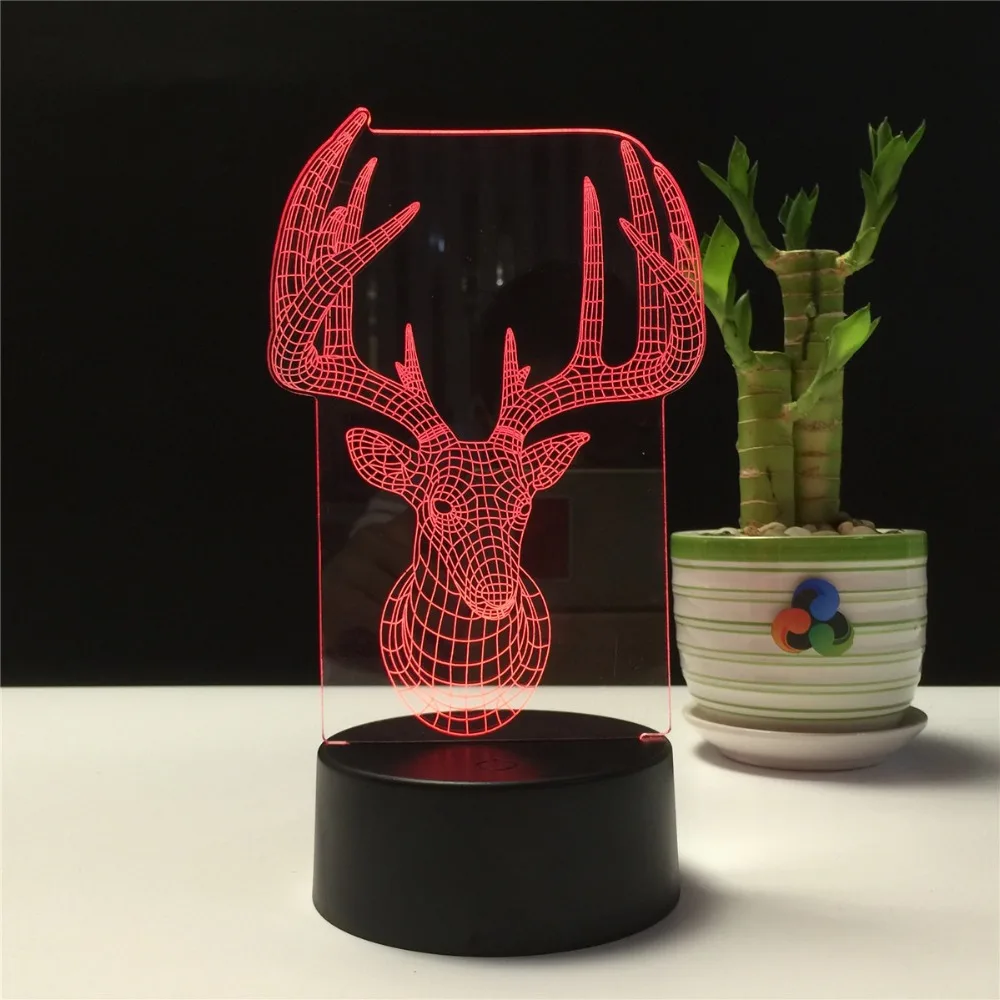 

3D USB Night Light Christmas Deer Bedroom Office Home Desk Table Lamp Holiday Party Decor