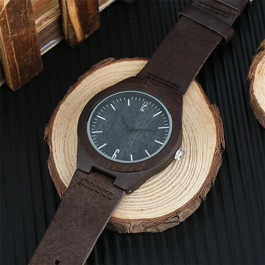 2017 Creative Carbon Black Face Wooden Watches for Men Women Gifts Handmade Bamboo Wristwatches Fashion Sport Quartz Watch Male (3)