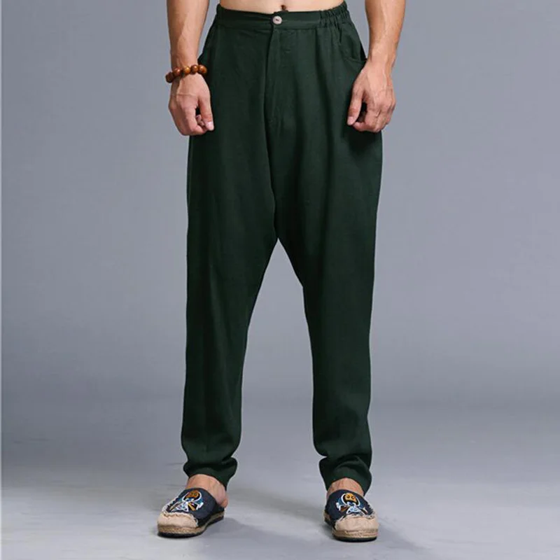 Men's Linen Haren Pants Comfortable Casual Cotton Linen Trousers Men ...